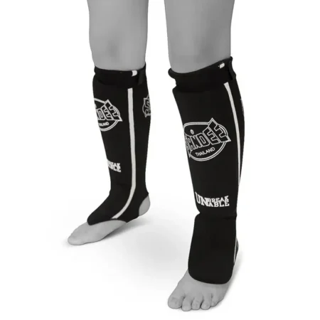 Sandee Adult Slip-on Competition Shin Guards- Black White