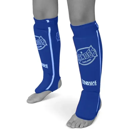 Sandee Adult Slip-on Competition Shin Guards- Blue White