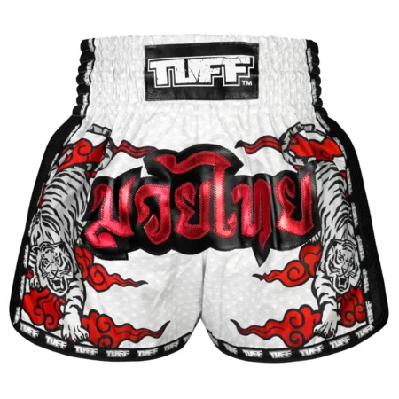 TUFF MSC121 Muay Thai Shorts White Twin Tiger