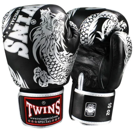 Twins FBGVL3-49 Silver Flying Dragon Muay Thai Gloves