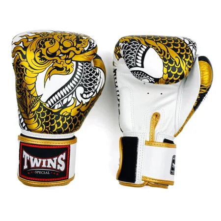 Twins FBGVL4-52 White Gold Nagas Muay Thai Gloves